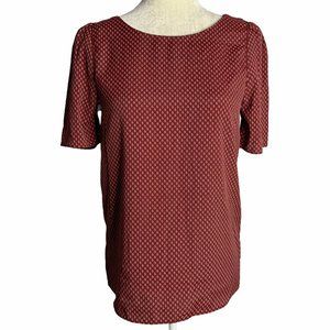 H&M Pullover Puff Sleeve Leaves Blouse 47PE